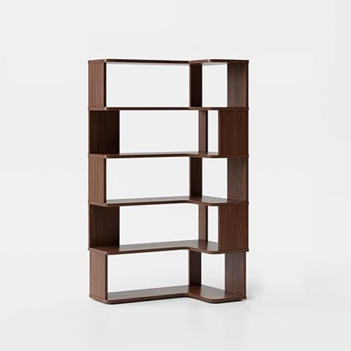 Snaweo 5-6 Tier Corner Bookshelf, 191cm Tall Narrow Corner Shelf, Etagere Shelves display shelf for Small Spaces, Open corner bookcase for Living Room(Walnut color,5nd floor)