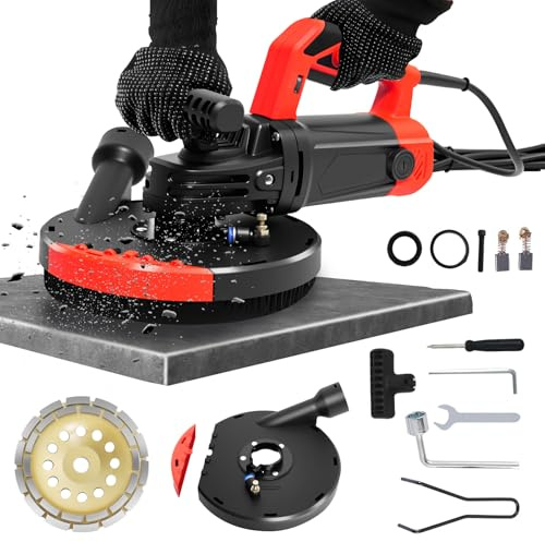 Concrete Grinder Machine, Concrete Floor Grinder, 7 Inch Angle Grinder with Auxiliary Handles Angle Grinder Dust Shroud Diamond Grinding Wheel, 2200W 4800RPM Cement Grinder for Concrete, Wall