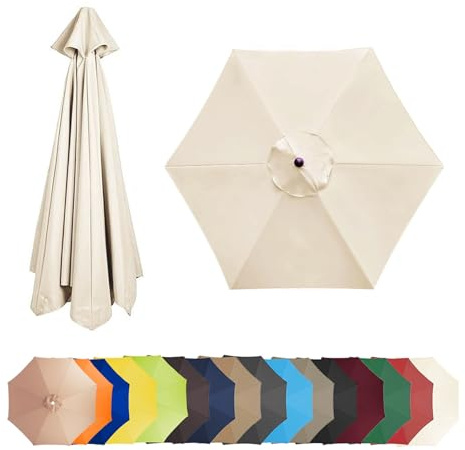 Tissu De Remplacement Pour Parasol Déporté (6 Baleines/8 Baleines) Auvent De Rechange Bâche De Remplacement Pour Parasol, Pour Terrasse/Jardin/Piscine