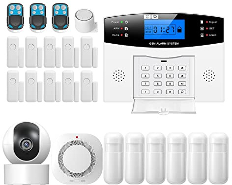 Système de sécurité Domestique, Alarmes de sécurité GSM Maison Intelligente TUYA for la Maison Alarme sans Fil for la Maison de Garage alarmes de sécurité de Maison résidentielle(L)