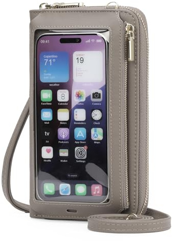 GOIACII Handy Umhängetasche Damen Leder Touchscreen Handytasche zum Umhängen Crossbody Geldbörse