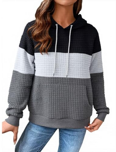 ABYOVRT - Felpa con cappuccio da donna, spessa, elegante, con tasche, hoodie invernale, pull a gabbia con cappuccio, streetwear, mantello sportivo, camicia, blusa, XXL