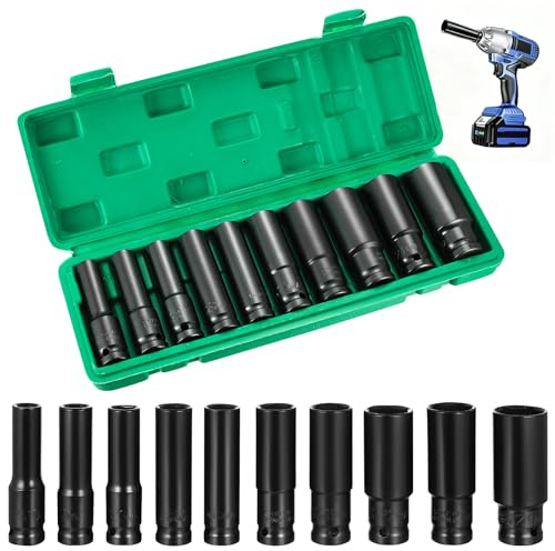 10 Stück Sechskant Stecknuss, 1/2 Antrieb Schlagschrauber Nüsse Set | 10-24mm, Für Autoreparaturen, Für Reifenwechsel