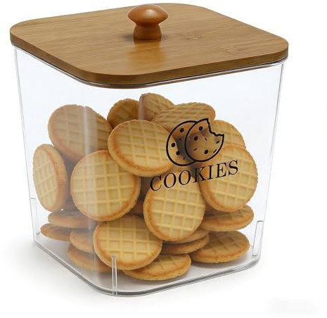 Keksdose Aufbewahrung 2 L, Cookie Jar mit Dichtungsring, Transparent | Cute Luftdicht Cookie Storage Container aus Kunststoff mit Deckel, Vorratsdose für Kekse und Snacks, BPA-frei