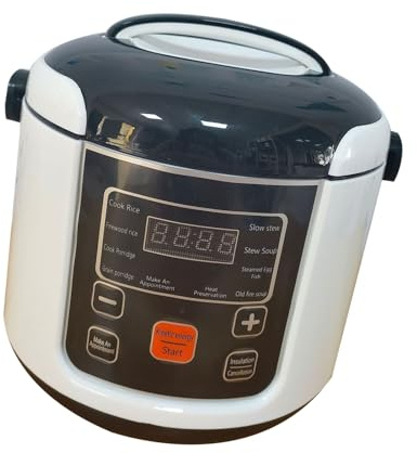 Generic Mini Olla Arrocera Eléctrica de Viaje Cocina Segura y Saludable Mantenga Caliente 2-4 Personas Olla Arrocera Pequeña Portátil para Acampar, Conducir, RV 2L Plata (24V)