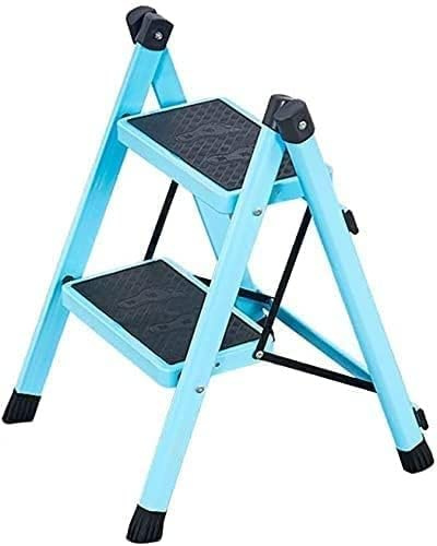 HynJGih Trappstege Bärbar Stegpall Fällbar stege Stegstege Platssparande for hushållskök kontor(Blu,2 Layer)