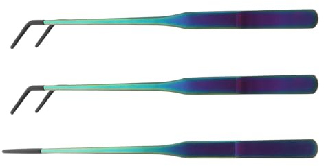 Veemoon 3 Stück Futterzangen aus Edelstahl 27cm Lange Fütterungspinzetten für Reptilien Aquarien und Terrarien Gebogene Gerade Zangen für Schlangen Eidechsen Spinnen und Vögel