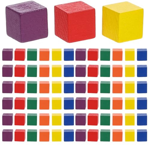 Beavorty Zählwürfel, 100 Stück, 1 cm Große, Bunte Holzbausteine, Lernspielzeug für Kinder, Montessori-bausteine, Mehrfarbig