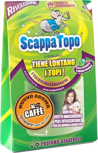 SCAPPATOPO IL BIO-REPELLENTE Aroma Caffè – Repellente Topi Naturale – Dissuasore per Topi Ecologico ad Azione Multisensoriale – Confezione 6 pezzi da 50gr