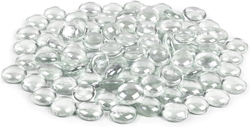 ARSUK Glaskiesel 170–180 Stück (0,955 kg) – Transparente Glassteine, Deko-Kiesel, Glasnuggets, Mosaiksteine, Bastelperlen, Glasperlen, Vasenfüller, Tischdeko, Hochzeit, DIY Bastelsteine 17–20 mm