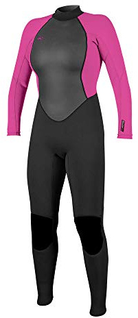 O'Neill Wetsuits Women's Reactor Ii 3/2mm Back Zip Full Wetsuit, Black/Berry, 12 UK