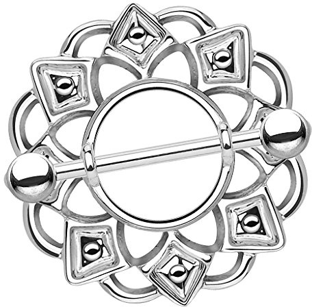 Piersando Intimpiercing Brustwarzen Piercing Barbell mit Tribal Spitzen Schild