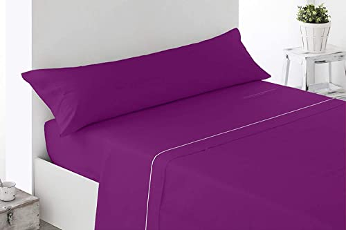Energy Colors Textil - Hogar Juego Sábanas De Verano Lisas 3 Piezas para Cama Grande de 150 x 190/200 cm (Lila/Morado)