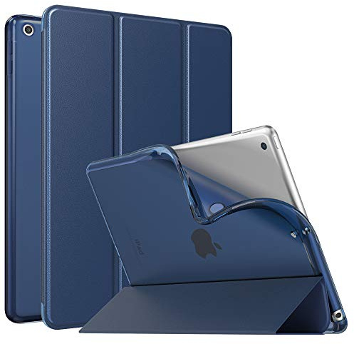 MoKo Case for iPad 9th Generation 2021/ iPad 8th Generation 2020/ iPad 7th Generation 2019, Soft Translucent TPU Frosted Back Cover Slim iPad 10.2 inch Case with Stand, Auto Wake/Sleep,Navy Blue