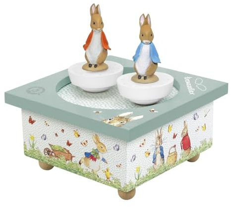 Trousselier 6260091 Spieluhr mit tanzenden Figuren für Kinder, Peter Hase, magnetisch, Musikbox, Musikspieluhr