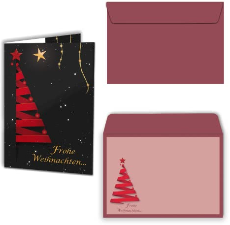 Urdays Weihnachtskarten 20er Set mit Umschlägen Klappkarten für Weihnachtsgrüße 20 Stück – Frohe Weihnachten Sternen Himmel