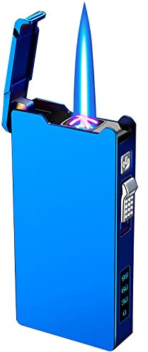 Briquet électrique à Double Arc, Briquet Torche Jet Flame avec indicateur de Batterie 2 en 1 Coupe-Vent Plasma USB Rechargeable, Bon pour Bougie Cigare Cigarette