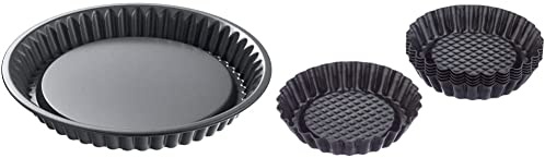 ORIGINAL KAISER La Forme Plus Obstbodenform 28 cm, Obstkuchenform, Tortenboden Backform antihaftbeschichtet, schnittfester Boden, Tortenbodenform Wellenrand & Classic Mini Torteletts 6 Stück