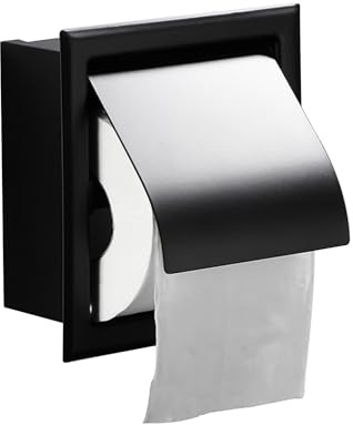 Einbau-Toilettenpapierhalter,Edelstahl Klopapierhalter,Wand-Toilettenpapierhalter, Toilettenpapierhalter Rolle Papiertücherbox,Wandhalterung, für Zuhause, Badezimmer, Hotels, Schwarz