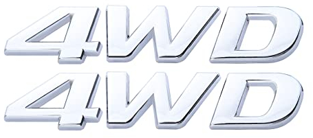 2 x 4WD Embleme Dekoration Aufkleber Emblem 3D Metall Auto Aufkleber Aufkleber Schriftzug Auto Karosserie Heckklappe Abzeichen für alle Autos (Silber)