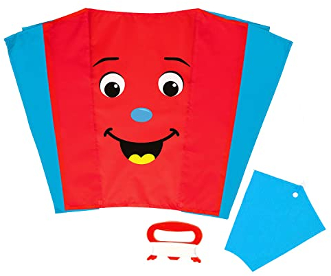 Wolkenstürmer® Sled Karlchen (rot) Kinderdrachen mit Augen - 1-Leiner Drachen & Flugspielzeug mit Gestänge – Flugfertiger Flugdrachen ab 3 Jahren