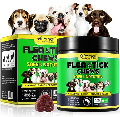 Flea und Zeckenprävention für Hunde Kauen, Zeckenschutz Weiche Tabletten, Natürliche Hund Flea Zeckenkontrollergänzung Orale Pillen,Zeckenschutz, Schädlingsschutz - Peking Ente Aroma (375g,150chews)