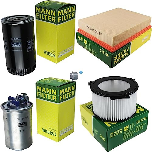 EISENFELS Filter Set Inspektionspaket erstellt mit MANN-FILTER Ölfilter W 950/4, Luftfilter C 29 198, Kraftstofffilter WK 842/4, Innenraumfilter CU 1738, Verschlussschraube