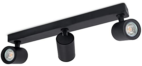 linovum TENJO Spotbalken 3-flammig schwarz GU10 6W warmweiß dimmbar | Dreiflammiger Spotbalken schwarz - schwenkbar, warmweiß, dimmbar, für Wohnzimmer, Küche & Flur, inkl. GU10 LED