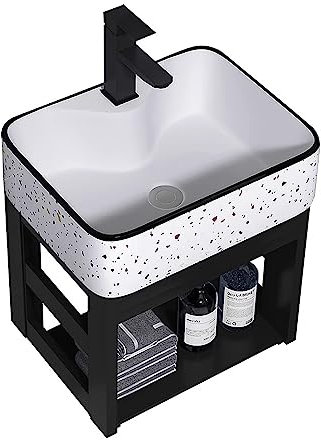 Lavabo In Ceramica ，Lavabo A Parete，Lavandino Del Bagno，Lavello In Ceramica Ad Angolo Con Foro Per Rubinetto Scarico Lavandino，Lavello Combinato Per Cucina Domestica, Patio。 ( Size : 40x30x48cm )
