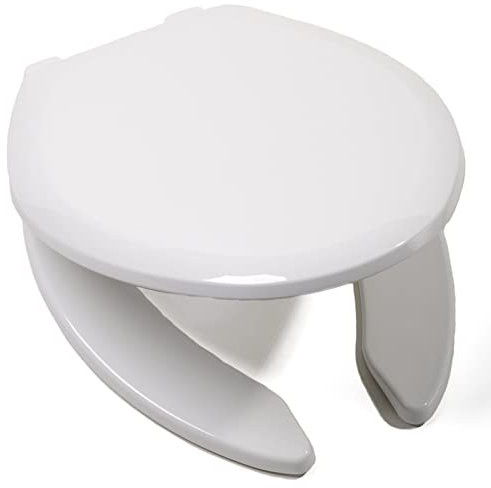 Large Opening Toilet Seat with Cover, Open Front Elongated Toilet Seat Soft Close, Quick Release Hings, White,Elongated