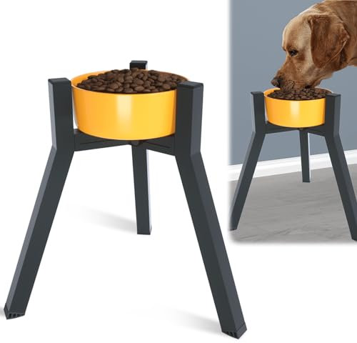 SHAINFUN Metal Raised Dog Bowl Stand for Extra Large and Large Breeds, Adjustable Width for 7-10.6 Food & Water Bowls, Single Tall Elevated Dog Bowls Holder, 13.7 Tall (Bowl Not Included)