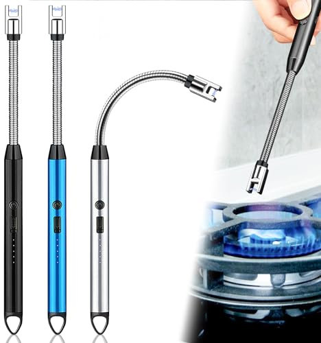 Vegena 3 Pcs Stabfeuerzeug Lichtbogen Feuerzeug Lang Feuerzeug Elektrisch Elektronisches Elektrisches Feuerzeug Feuerzeug Jetflame USB Aufladbar Plasma Kerzenanzünder Für Kerzen Anzünden Küche Grill