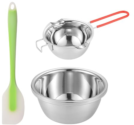 Greyoe Pentola a Bagnomaria da 480 ml + Ciotola di Fusione da 18 cm in Acciaio Inossidabile 304, Pentola per Bagnomaria con Spatola di Fusione, per la Fusione di Cioccolato | Burro Formaggio Caramello