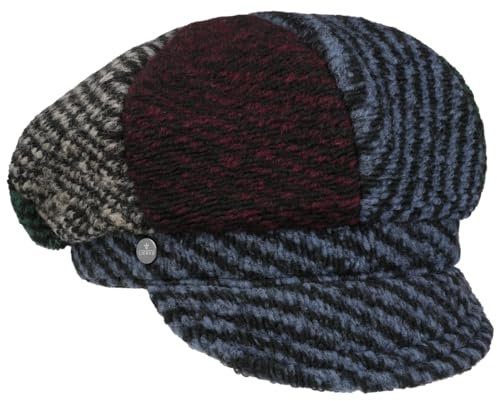 LIERYS Colour Panels Ballonmütze Kariertes Newsboy Cap Warme Schirmmütze Damen Made in Italy Herbst Winter dunkelblau One Size