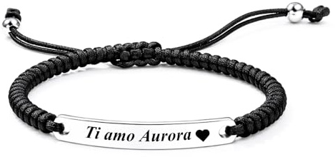 amorili Bracciale Uomo Personalizzato Personalizzabile con Incisione in Acciaio Inox e Corda – Incisione Nome Data Frase – Bracciale Maschile Regolabile – Idea Regalo Uomo Elegante - bcc1516b