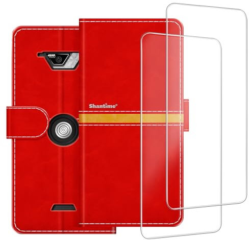 Coque Portefeuille en Cuir PU à Rayures + Lot de 2 Vitres Trempées Compatible avec Crosscall Core-X4, Étui Fin et Résistant, Emplacements pour Cartes, Protection Complète