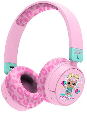 OTL Technologies Auriculares Infantiles SIN Cable LOL Surprise con Control Parental DE Volumen Y Cable para Compartir Audio