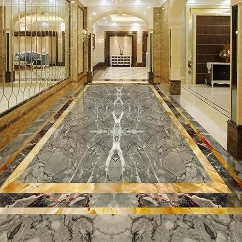 LUXINSHISU Selbstklebende PVC-Fußbodenfliesen Wandbilder 3d Tapete retro grau Marmor innen Badezimmer Schlafzimmer Wohnzimmer Boden dekorative Kunst Aufkleber