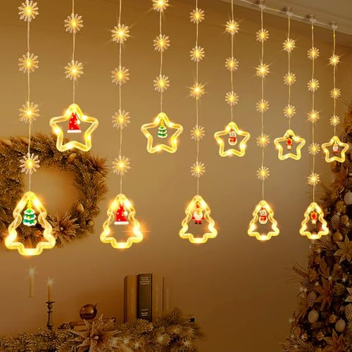SIVQIKE Rideau Lumineux Intérieur 3x0,65M Rideau de Lumières LED avec 8 Modes, Décoration de Noël USB pour Fenêtres, Éclairage d'Ambiance pour Fêtes et Intérieur, Blanc Chaud