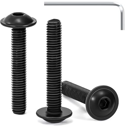 Tunejoy 30 Pezzi Viti a Testa Bombata con Flangia M5 x 30 mm Nero Vite a Testa Esagonale Bulloni in Acciaio Inox A2 V2A Viti a Brugola con Chiavi a Esagono Filettatura Completa