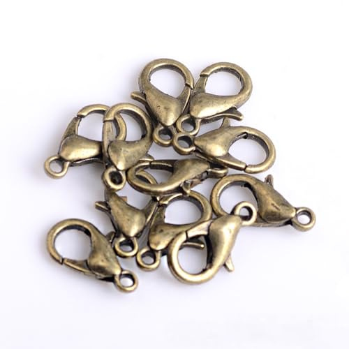100 Stück Karabiner Kettenverschluss, 14mm Schlüsselanhänger Haken Clip, Armband Verschluss Kettenverschluss, Metall Schmuckverschluss Karabinerverschluss für Handwerk Schlüsselanhänger,Bronze