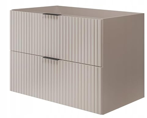 RODAN Waschbeckenunterschrank Unterschränke fürs Bad 80 cm Kaschmir | Unterschrank Waschbecken mit zwei leise schließenden Schubladen, Waschtisch Unterschrank