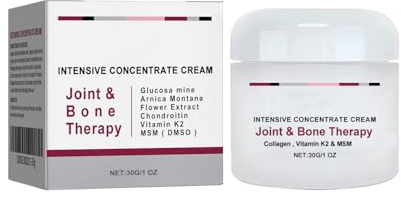 Crème Intensive Concentrée pour Articulations et Os, Thérapie avec Glucosamine, Collagène et Vitamine K2, 30g