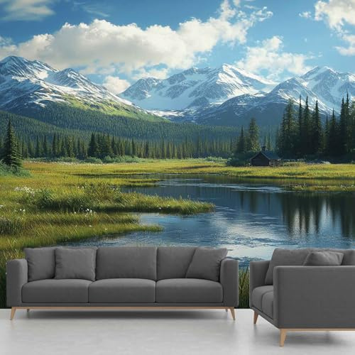 Papel Pintado Paisaje Naturaleza Póster Gigante de Pared Papel Tapiz Fotográfico Bosque Montaña Lago Tejido No Tejido Decoración de Pared - Dormitorio Salón Decorativos Murales (100x70 cm)