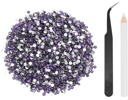 sourcing map 5000 diamantes de imitación de resina con parte trasera plana, SS12 de 3 mm, gemas de brillo redondas a granel con herramientas de recogida para manualidades, vasos, tazas, ropa, color