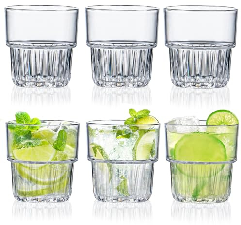 DIBALIYI 6 PCS Acrylic Kinderbecher, 6.76 OZ Kinder Becher Plastik, 200ML Transparent Trinkgläser Kunststoff,Trinkbecher Wiederverwendbare,Kindergläser für Büro Camping