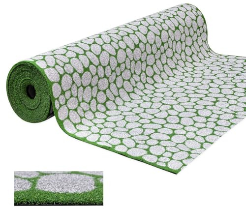 emmevi Syntetiskt Gräs Steneffekt Golvmatta Syntetisk Gräsmatta Dränerande Småsten 1 x 5 m