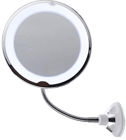 VINTORKY 360grado Espejo De Maquillaje Giratorio con Aumento Espejo De Tocador con Luz Led Ventosa