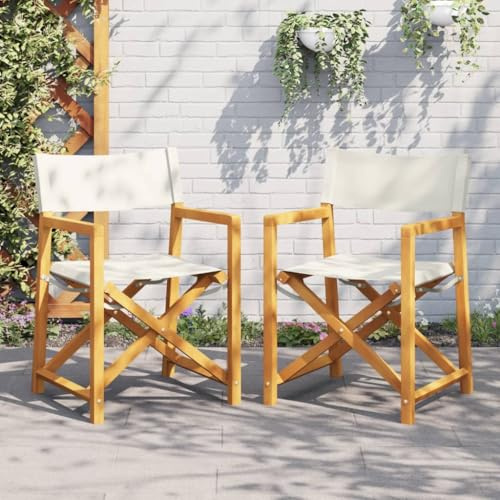 HANJIEFACAI Klappbare Regiestühle 2 STK. Cremeweiß Stoff Biergartenstühle Gartenstuhl Terrassenstühle Stühle Garten für Schlafraum Hof Balkon Park