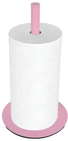 Yeebeny Pink Paper Towel Holder Countertop, Pink Towel Holder Countertop for Kitchen & Bathroom with Weighted Base, 360-Degree Rotation with Non-Slip Pad | pink countertop tissue rack with weighted anti slip base for kitchen and bathroom counter use